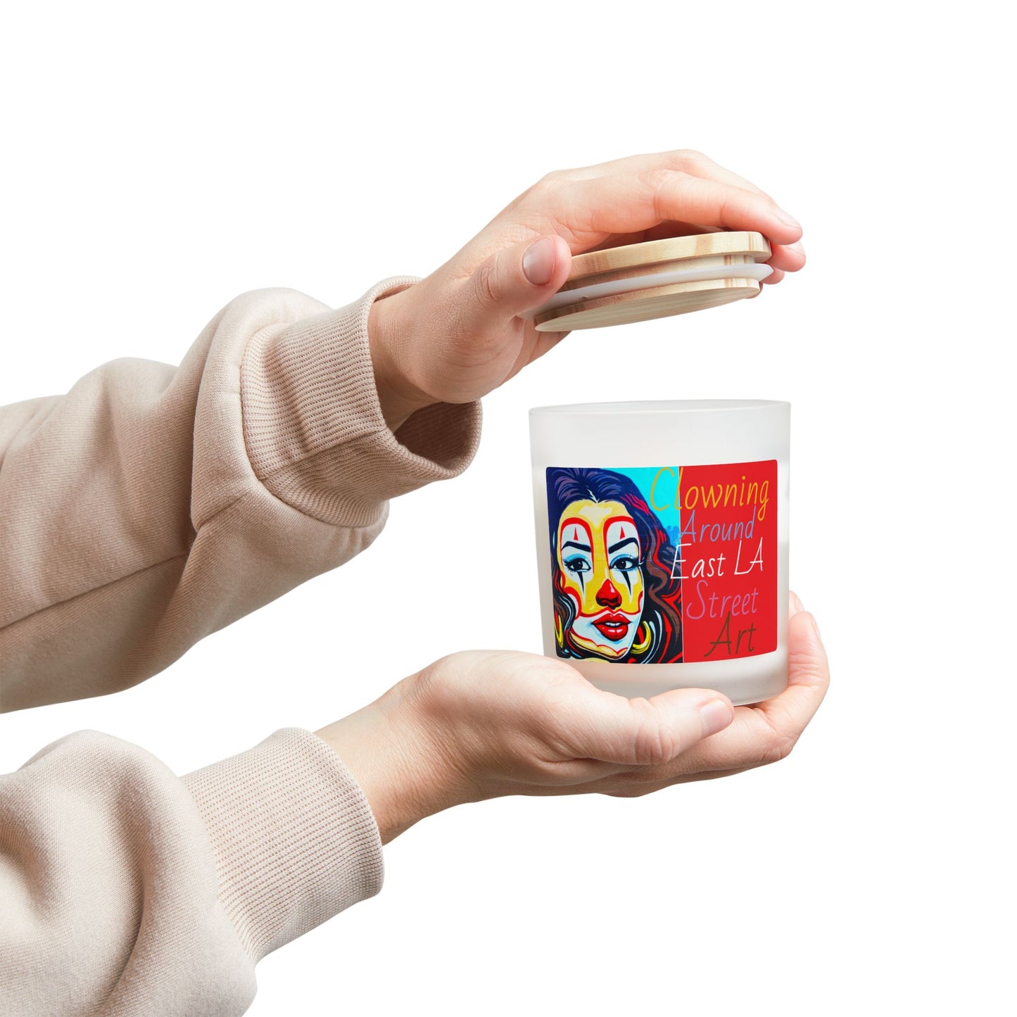 Clowning Around East LA 11oz Frosted Glass Candle | Street Art Decor