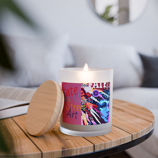 Frosted Glass Candle - Fate Street Art Design, 11oz
