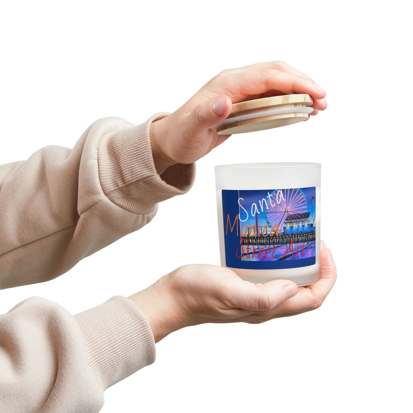 Santa Monica Street Art Candle – 11oz Frosted Glass Candle for Home Décor and Gifts