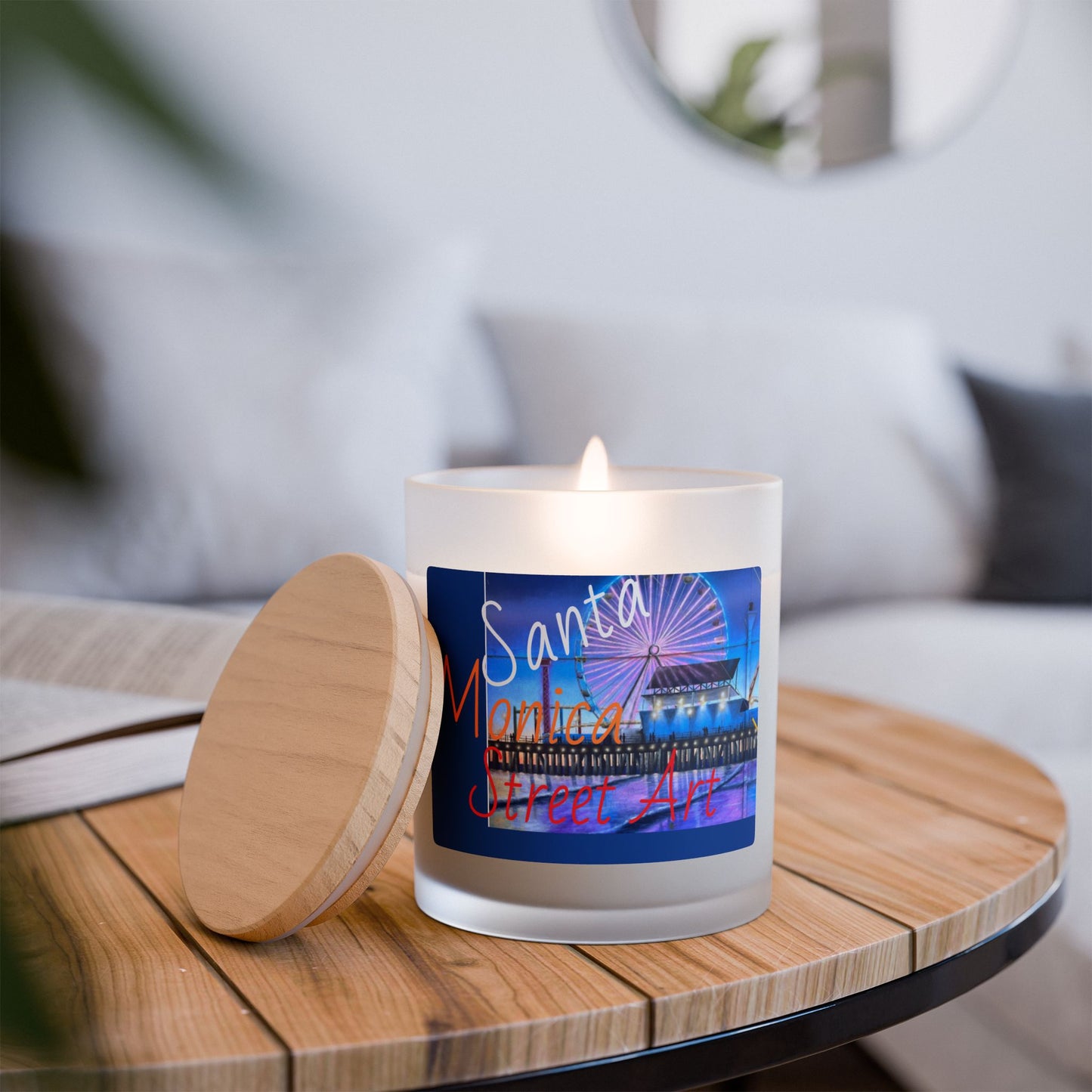 Santa Monica Street Art Candle – 11oz Frosted Glass Candle for Home Décor and Gifts