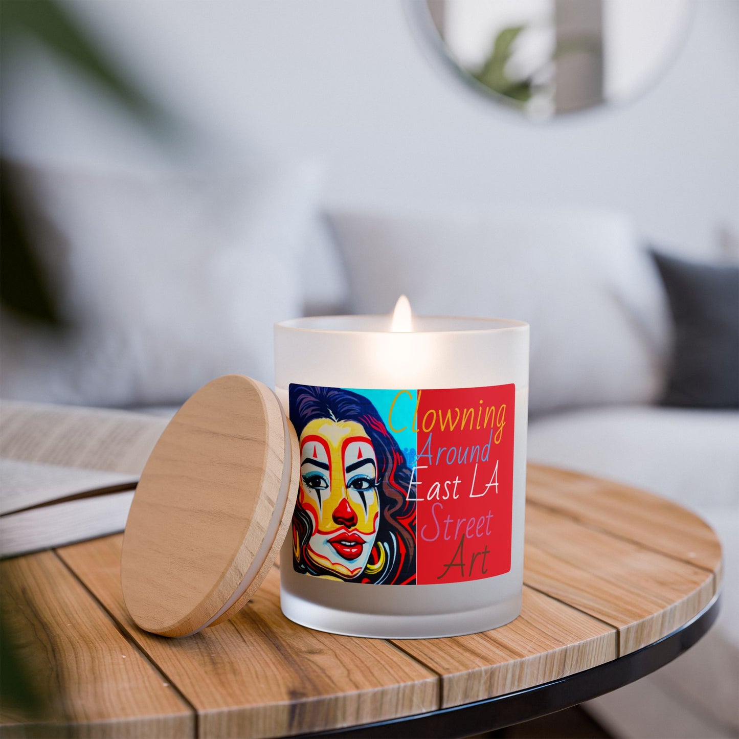 Clowning Around East LA 11oz Frosted Glass Candle | Street Art Decor