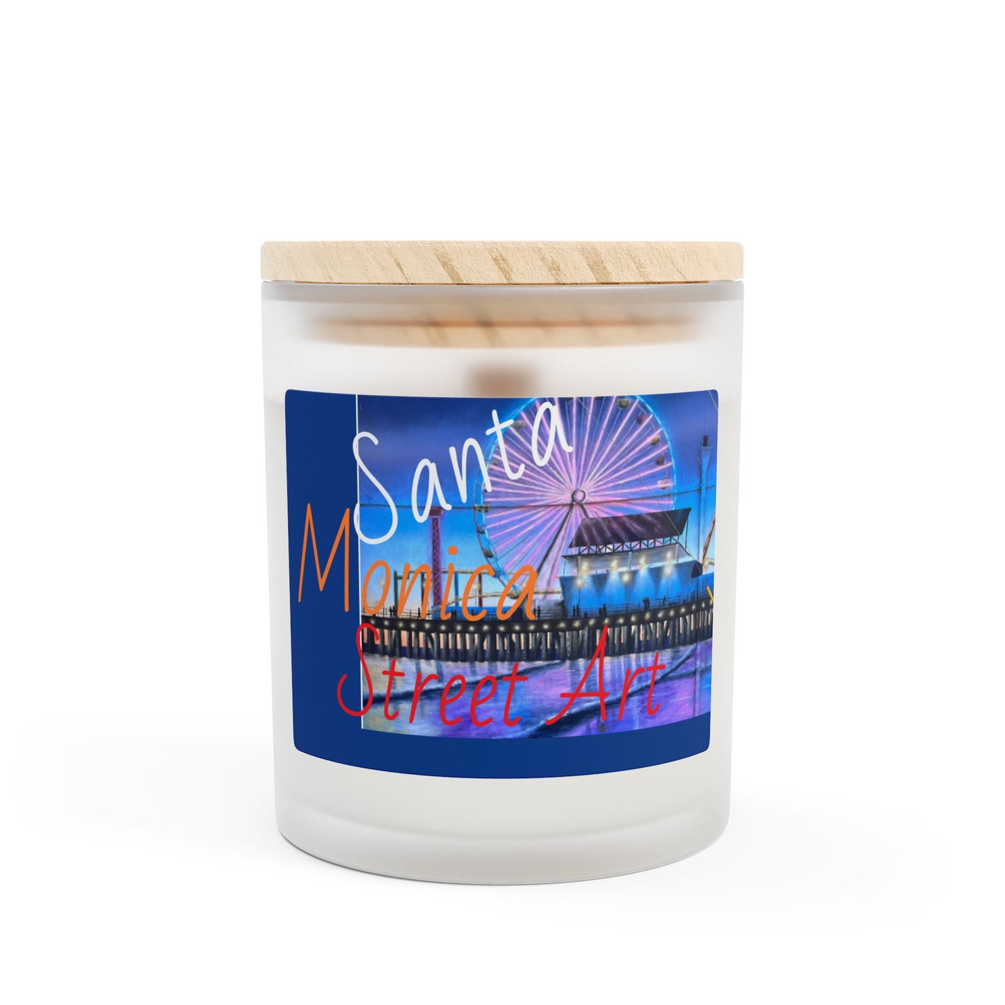 Santa Monica Street Art Candle – 11oz Frosted Glass Candle for Home Décor and Gifts