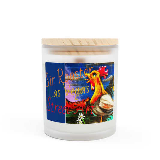 Sir Rooster Las Vegas Street Art Artistic Frosted Glass Candle - 11oz,