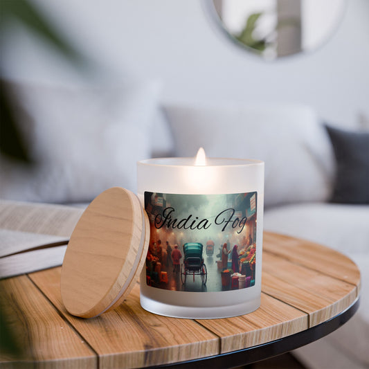 India Fog Scene Frosted Glass Candle - 11oz Aromatherapy Decor